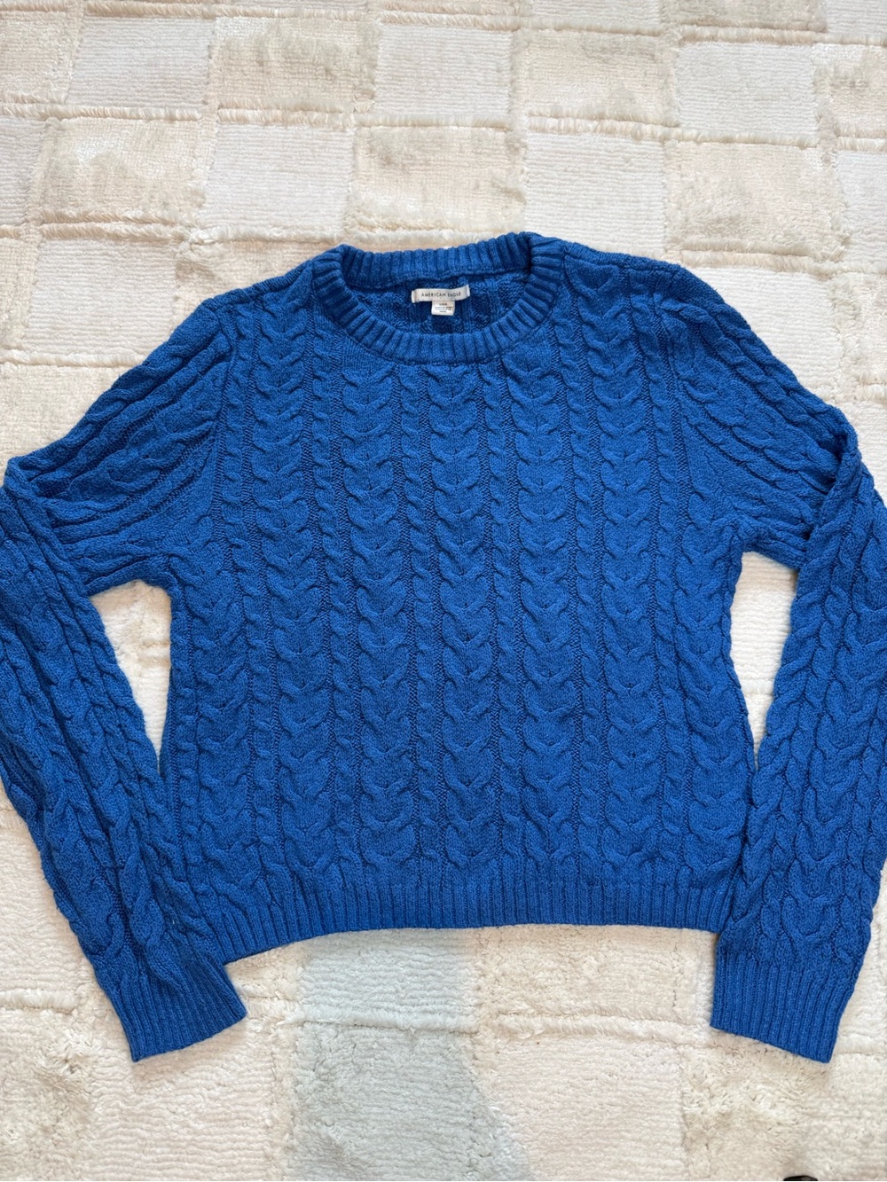 Women’s American Eagle Cable Knit Crewneck Sweater - Blue